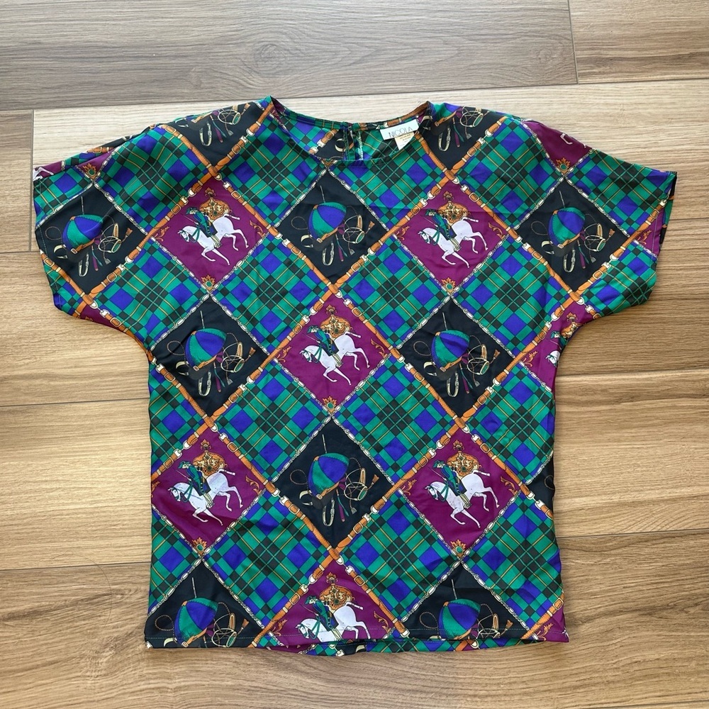 🐎Vintage NWT Nicola Scarf Horse Print Top🐎
